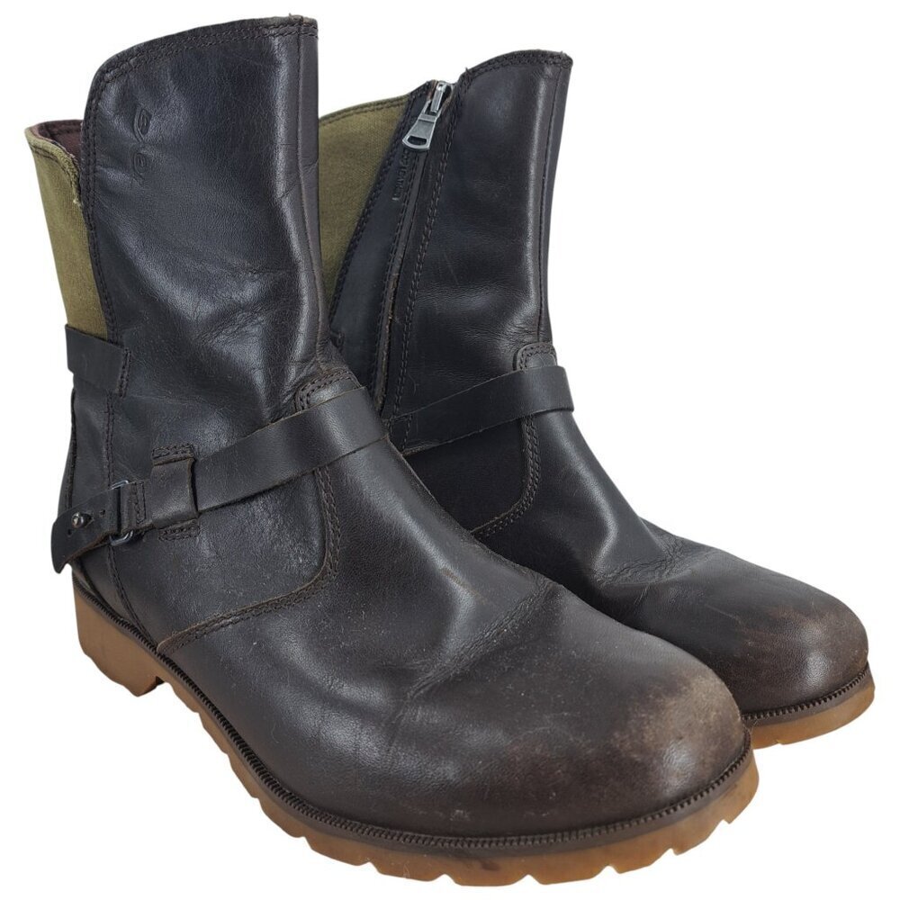 Teva Brown De La Vina Waterproof Leather Ankle Motorcycle Chelsea Boots Size 7.5